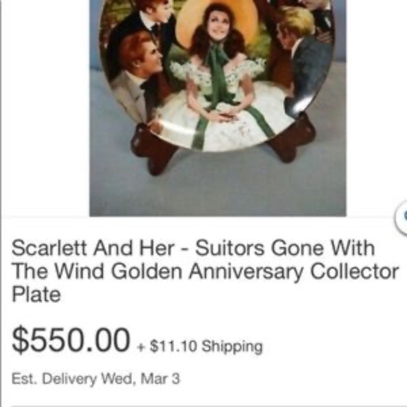 Scarlett and Her Suitors Plate w certificate​ - Picture 9 of 14